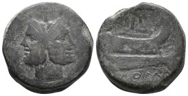 Anonymous, Rome, after 211 BC. Æ As (36mm, 56.94g). Laureate head of Janus. R/ Prow of galley r. Crawford 56/2. Good Fine