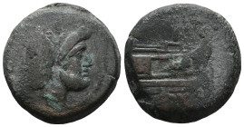 Anonymous, Rome, after 211 BC. Æ As (42mm, 41.89g). Laureate head of Janus. R/ Prow of galley r. Crawford 56/2. Fine