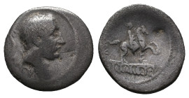 L. Marcius Philippus, Rome, 57 BC. AR Denarius (19mm, 2.84g). Diademed head of Ancus Marcius r.; lituus to l. R/ Equestrian statue r. on aqueduct; flo...