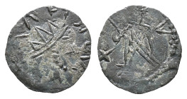 Barbarous Radiate, imitating Tetricus or Victorinus (14mm, 0.58g). Radiate head r. R/ Pax(?) standing l., holding transverse sceptre. Near VF