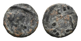 Barbarous Radiate, imitating a Roman Antoninianus (9mm, 0.50g). Radiate head r. R/ Altar(?). Good Fine