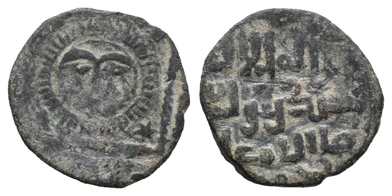 Islamc, Artuqids (Mardin). Æ Fals (19mm, 2.46g). Sunface R/ Arab Legend. Good Fi...