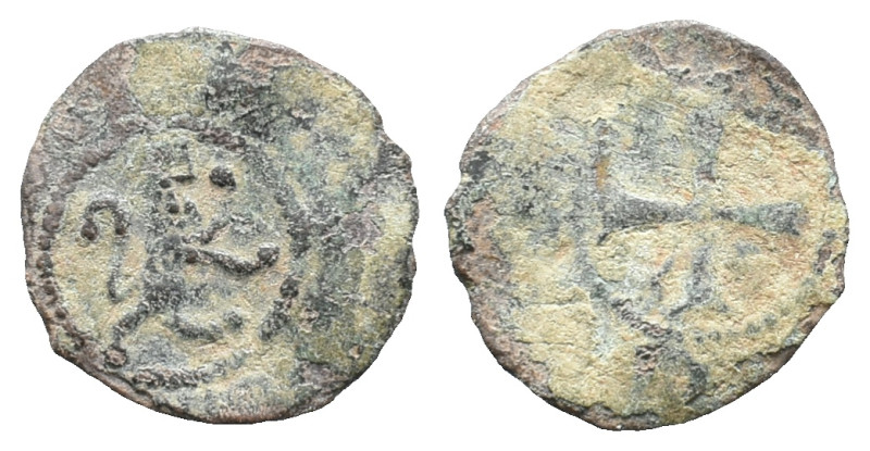 Cilician Armenia, Levon V (1373-1375). Æ Pogh (17mm, 0.87g). Lion rampant r. R/ ...