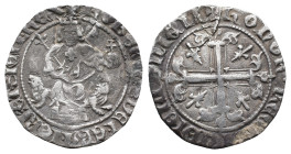 Italy, Napoli. Roberto I d'Angiò (1309-1343). AR Gigliato (23mm, 3.28g). King seated facing on lion throne, holding sceptre and globus cruciger. R/ Fl...