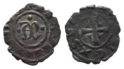 Italy, Sicily, Messina. Manfredi (1258-1266). BI Denaro (14mm, 0.87g). AP. R/ Cross; triangles in quarters. Spahr 195. VF