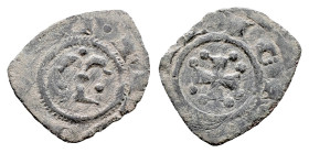 Italy, Sicily, Messina. Manfredi (1258-1266). BI Denaro (15mm, 0.70g). Tau. R/ Cross. Spahr 211. Near VF