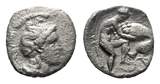 Calabria, Tarentum Diobol circa 380-325, AR 11.00 mm., 0.79 g.

Corroded, othe...