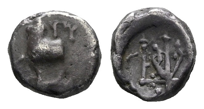 Thrace, Byzantium Hemidrachm circa 387-340, AR 10.00 mm., 1.93 g.

Rare. VF
...