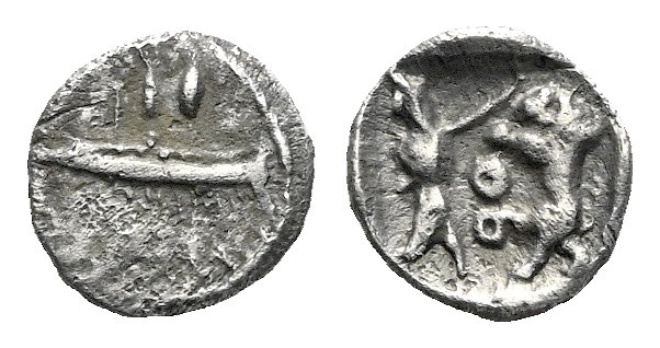 Phoenicia, Sidon 1/16 shekel circa 344-343, AR 12.00 mm., 0.73 g.

VF