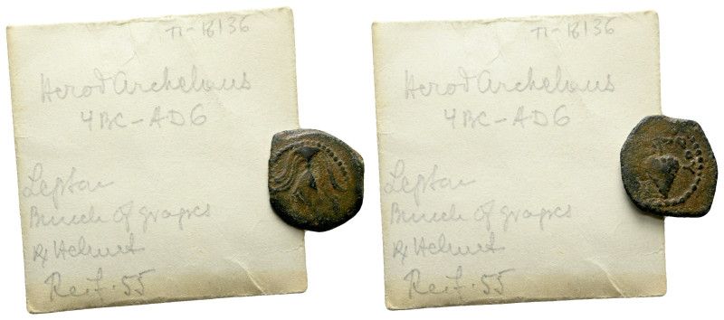 Judaea, Herod II Archelaos, 4 BC-6 AD Jerusalem Prutah Circa 4 BC-6AD, Æ 16.00 m...