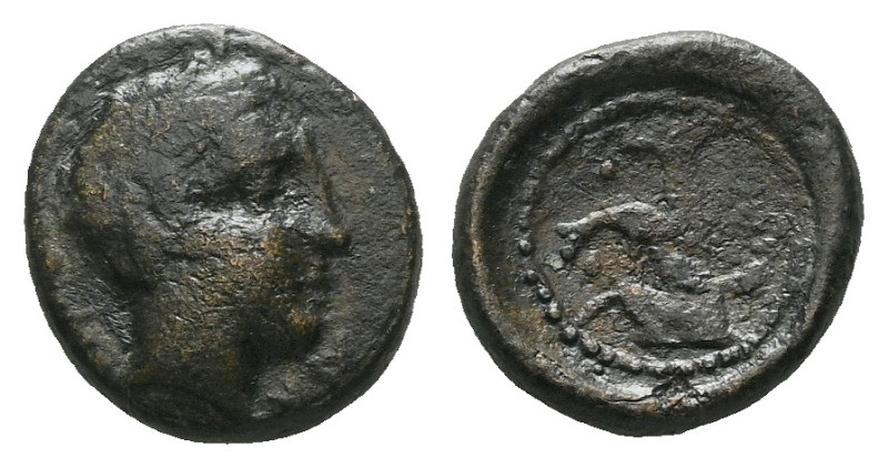 Cyrenaica, Cyrene Quarter unit circa 322-313, Æ 15.00 mm., 3.71 g.

Rare. Abou...