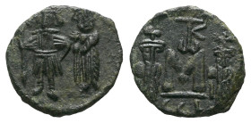Constans II, with Constantine IV, Heraclius, and Tiberius. 641-668 Follis Syracuse circa 641-668