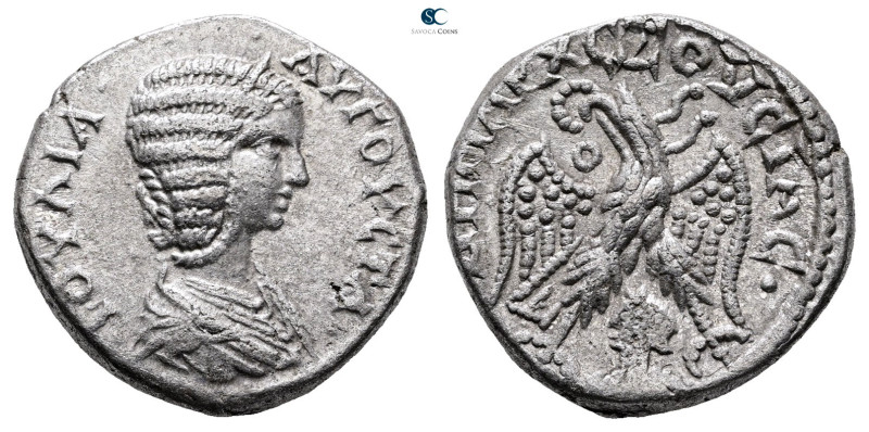 Seleucis and Pieria. Emesa. Julia Domna. Augusta AD 193-217. 
Billon-Tetradrach...