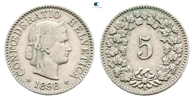 Switzerland. AD 1898. 
5 Rappen 1898

 mm, 1,95 g



Very Fine