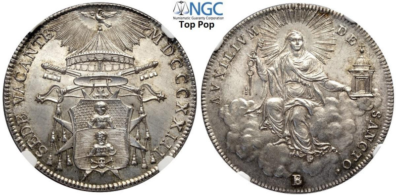 Bologna, Sede Vacante (1823), 1/2 Scudo 1823, Ag 35 mm, 13,21 g, una moneta ecce...