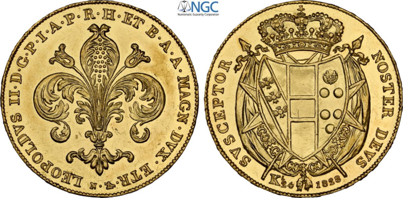 Firenze, Leopoldo II di Lorena (1824-1859), 80 Fiorini da 200 Paoli 1828, coniat...
