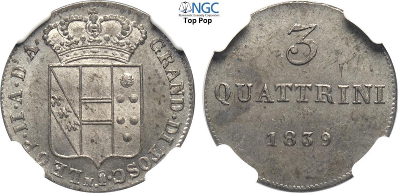 Firenze, Leopoldo II di Lorena (1824-1859), Soldo da 3 Quattrini 1839, Rara Cu 2...