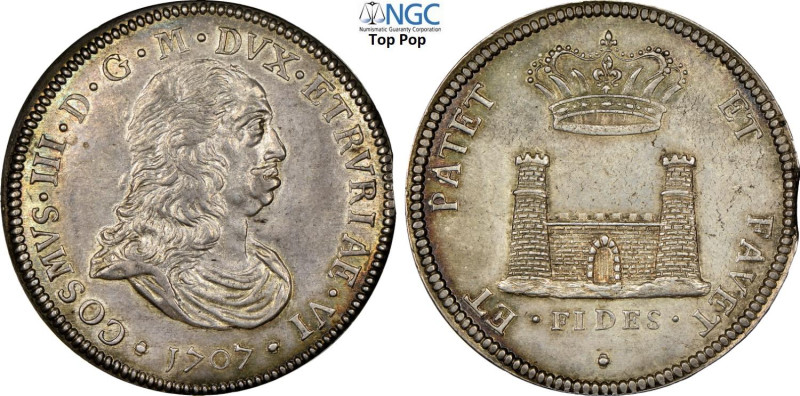Livorno, Cosimo III dè Medici (1670-1723), Tollero 1707, Dav-1500 Rara Ag 42 mm,...