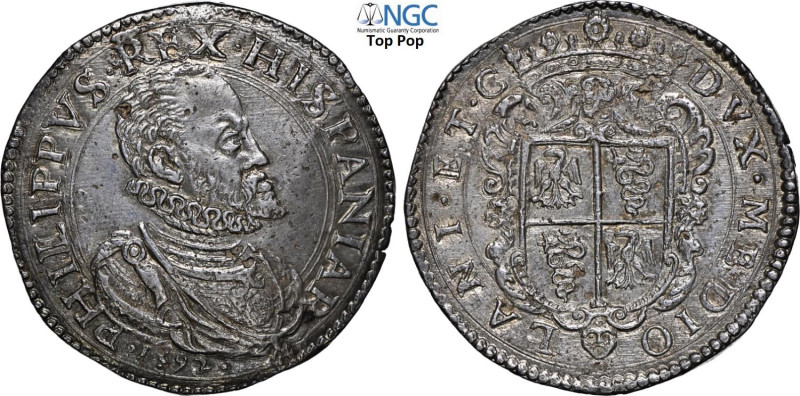 Milano, Filippo II (1556-1598) King of Spain, Scudo d'argento 1592, Dav-8313, MI...