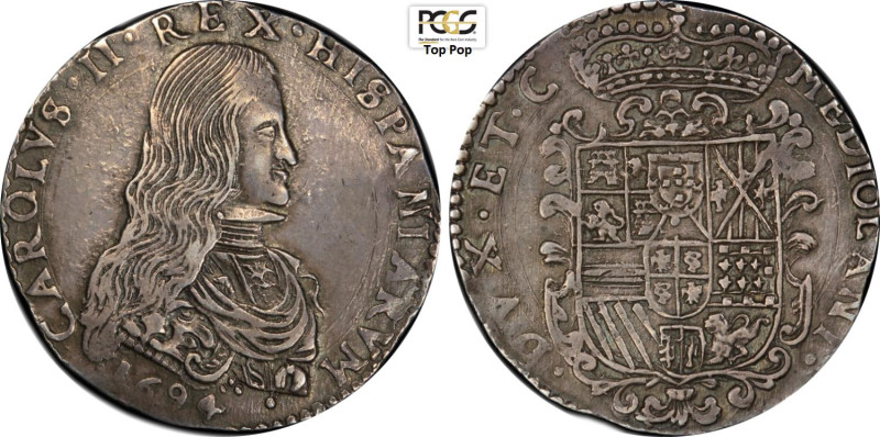 Milano, Carlo II (1676-1700) King of Spain, Filippo 1694, Dav-4007, MIR-387/2, A...