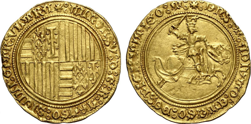Napoli, Alfonso I d'Aragona (1442-1458), Sesquiducato da 1,5 Ducati, MIR-53, RR ...