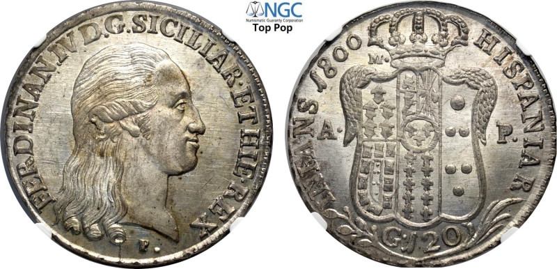 Napoli, Ferdinando IV di Borbone (1759-1816), Piastra da 120 Grana 1800, RR Ag 4...