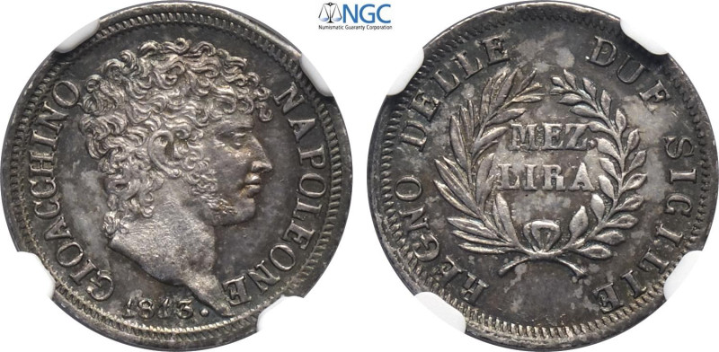 Napoli, Gioacchino Napoleone Murat (1808-1815), Mezza Lira 1813, Rara Ag 17,5 mm...