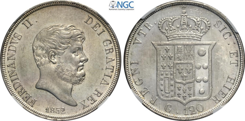 Napoli, Francesco I di Borbone (1825-1830), Piastra da 120 Grana 1852, Ag 37 mm,...