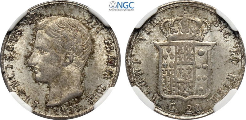 Napoli, Francesco II di Borbone (1859-1860), Tarì da 20 Grana 1859, Ag 22 mm, 4,...