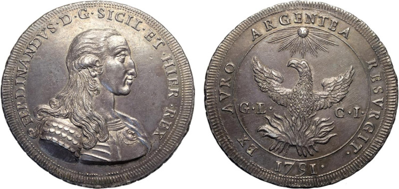 Palermo, Ferdinando III di Borbone (1759-1816), Oncia da 30 Tarì 1791, Dav-1420,...