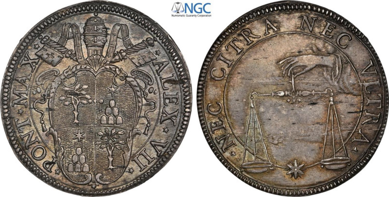 Roma, Alessandro VII (1655-1667), Testone, Munt-9, Rara Ag 31 mm, 9,61 g, di ott...