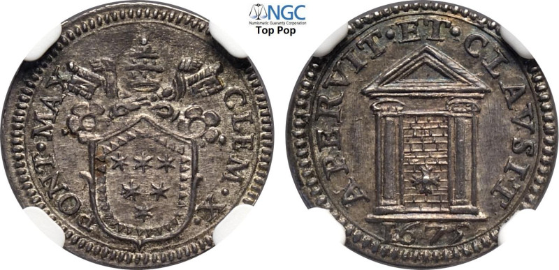 Roma, Clemente X (1670-1676), 1/2 Grosso del Giubileo 1675, Rara Ag 16 mm, 0,75 ...