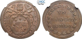Roma, Pio VI (1775-1799), Baiocco anno IX, Rara Cu 32 mm, 14 g, in Slab NGC MS65 BN Top Pop (cert. 6631795017)