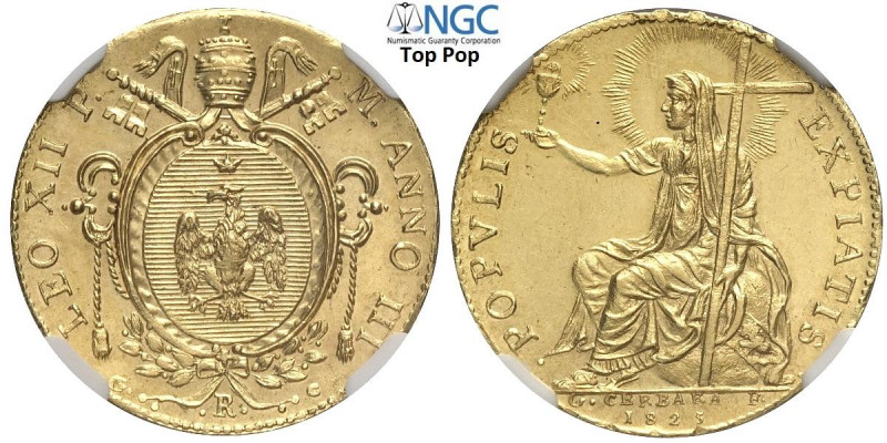 Roma, Leone XII (1823-1829), Leonina d'oro 1825-III, Rara Au 23 mm, 7,49 g, cons...