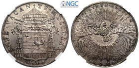 Roma, Sede Vacante (1830-1831), Scudo 1830, Rara, coniati 2860 esemplari, Ag 38 mm, 26,43 g, di eccezionale conservazione con bella patina, in Slab NG...