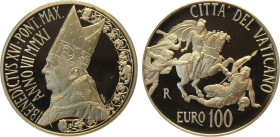 Città del Vaticano, Benedetto XVI (2005-2013), 100 Euro 2011, Tiratura: 1100, Au (.917) 35 mm, 30 g. In box originale con certificato, Proof