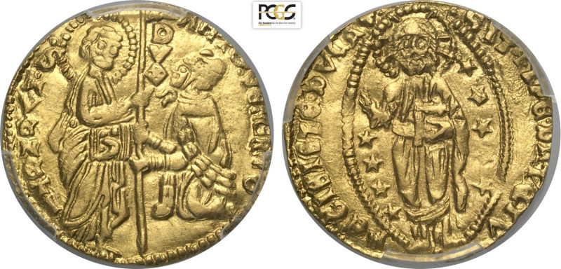 Venezia, Antonio Venier (1382-1400), Ducato, Fr-1229 Au 21 mm, 3,51 g, in Slab P...