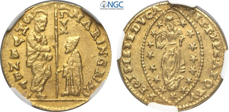 Venezia, Marino Grimani (1595-1605), Zecchino, Au 21 mm, 3,46 g, in Slab NGC MS6...