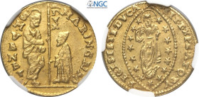 Venezia, Marino Grimani (1595-1605), Zecchino, Au 21 mm, 3,46 g, in Slab NGC MS64+ (only 1 coin is graded higher)