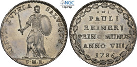 Venezia, Paolo Renier (1779-1789), Osella 1786-VIII, Rara Ag 34 mm, ca 9,7 g, in Slab NGC MS63 Top Pop (cert. 6771619010)