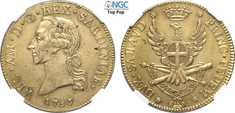 Savoia, Vittorio Amedeo III (1773-1796), 1/2 Carlino da 2,5 Doppie 1786, RR Au 3...