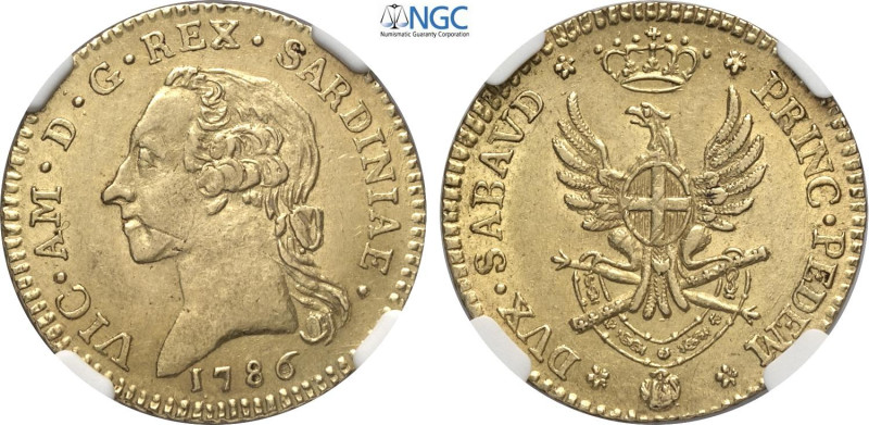 Savoia, Vittorio Amedeo III (1773-1796), Doppia nuova 1786, Rara Au 25 mm, 9,1 g...