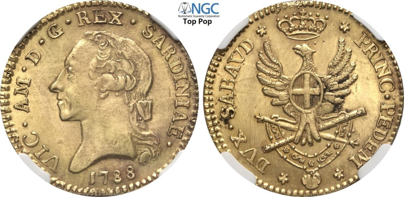 Savoia, Vittorio Amedeo III (1773-1796), Doppia nuova 1788, Rara Au 25 mm, 9,1 g...