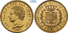 Savoia, Carlo Felice (1821-1831), 80 Lire 1830 Genova, Au 33 mm, 25,8 g, in Slab NGC MS62