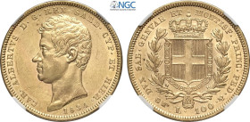 Savoia, Carlo Alberto (1831-1849), 100 Lire 1834 Torino, Au 34 mm, 32,25 g, ottimo esemplare, in Slab NGC MS62