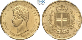 Savoia, Carlo Alberto (1831-1849), 20 Lire 1840 Torino, Rara Au 21 mm, 6,45 g, di gran conservazione questo raro millesimo, in Slab NGC MS62 Top Pop (...