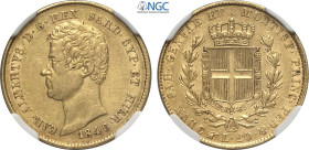 Savoia, Carlo Alberto (1831-1849), 20 Lire 1846 Torino, RR Au 21 mm, 6,45 g, millesimo molto raro, in Slab NGC XF45