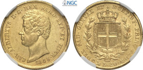 Savoia, Carlo Alberto (1831-1849), 20 Lire 1848 Genova, Au 21 mm, 6,45 g, in Slab NGC AU55