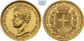 Savoia, Carlo Alberto (1831-1849), 10 Lire 1833 Torino, RR Au 18 mm, 3,22 g, conservazione eccezionale per questo nominale, in Slab NGC MS63 Top Pop (...