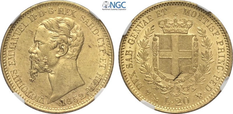 Savoia, Vittorio Emanuele II Re di Sardegna (1849-1861), 20 Lire 1852 Genova, Au...